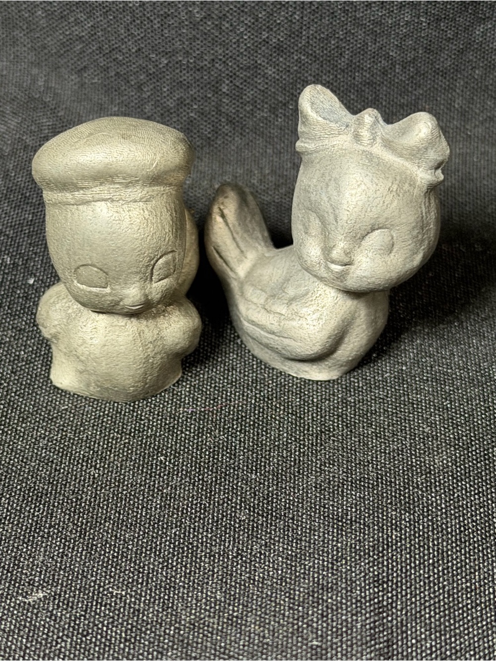 Vintage Pair Of Miniature Pewter Ducks